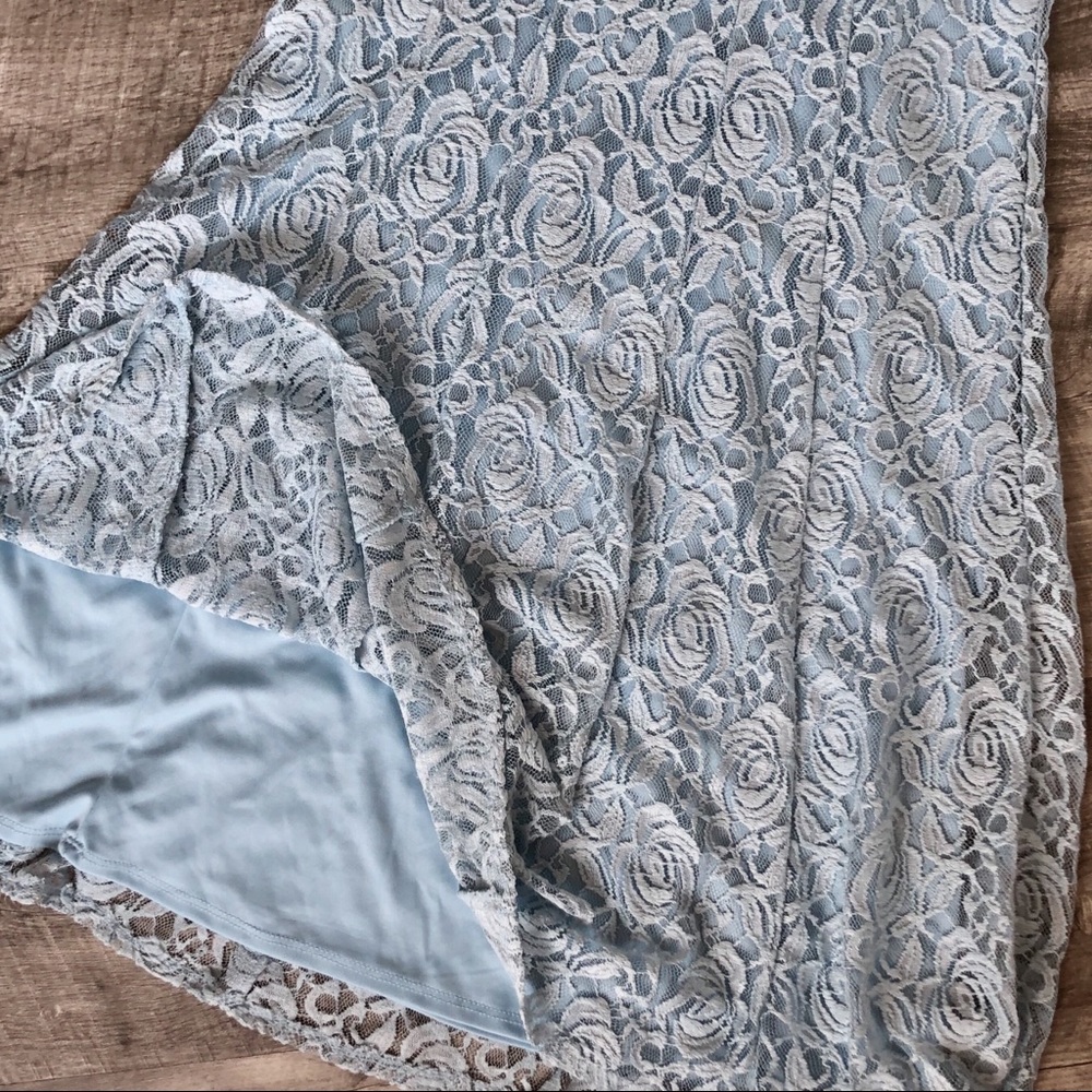 Perceptions Blue Lace Short Sleeved Skater Dress S - Picture 14 of 16